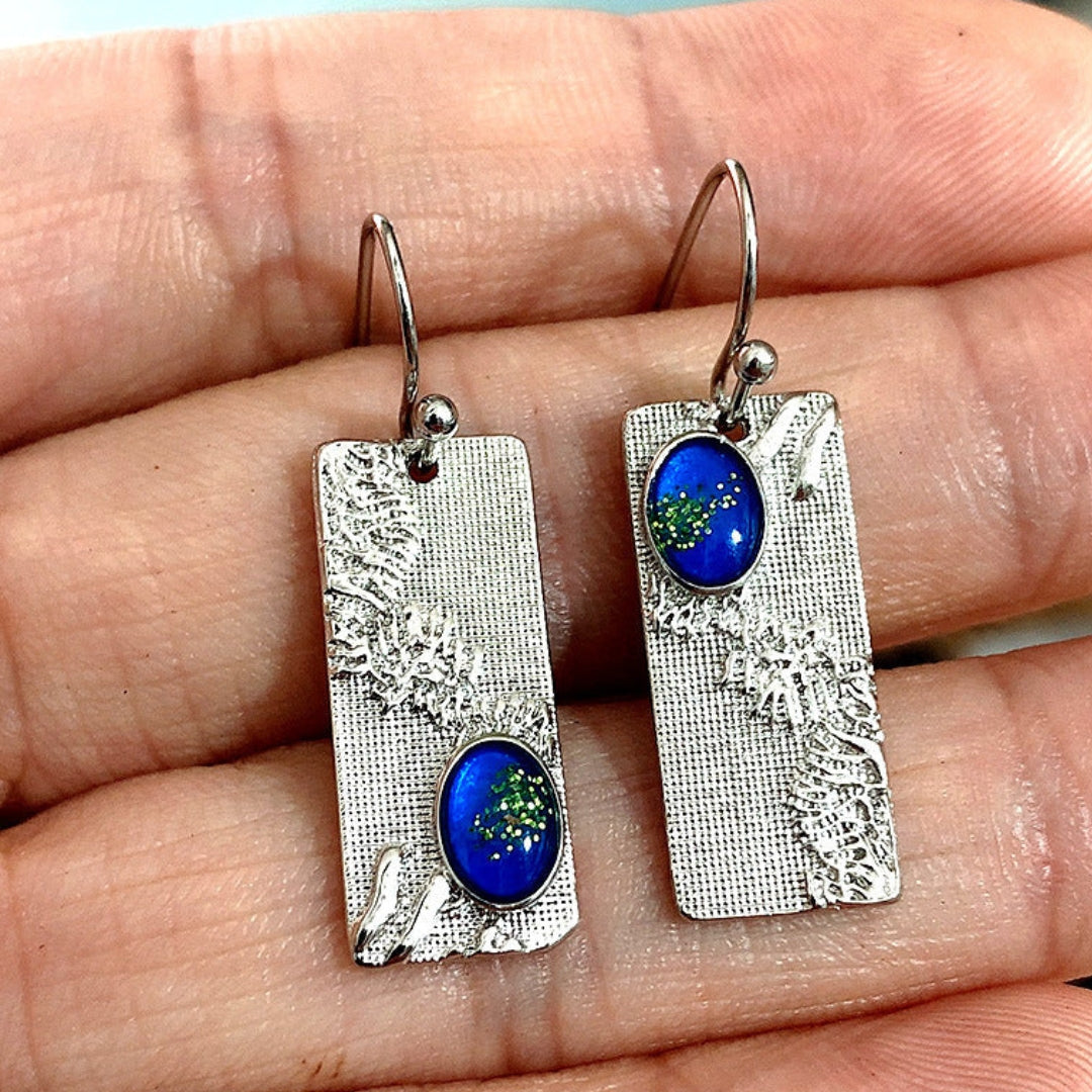 Boho oorbellen met blauw kristal van sterling zilver