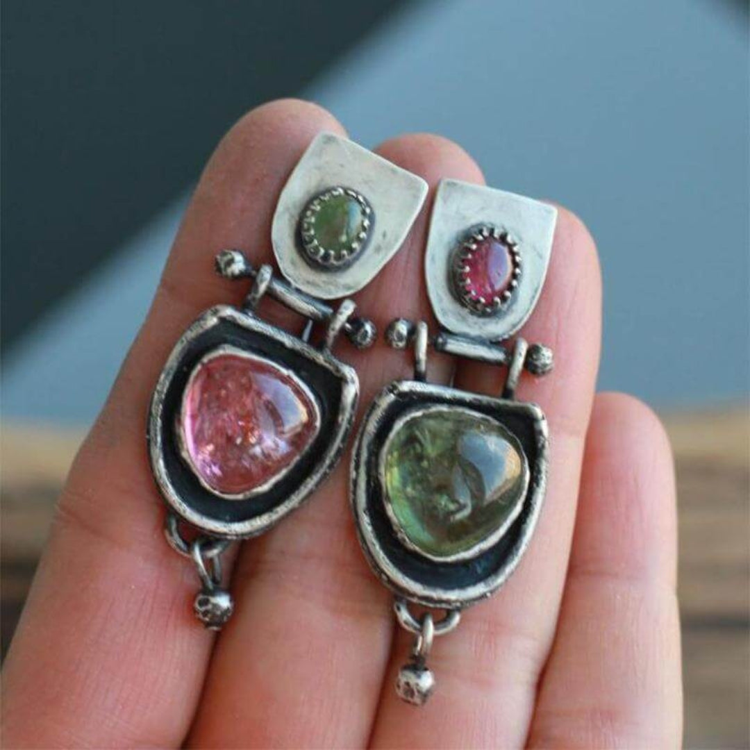 Two-Tone Boho Crystal Earrings