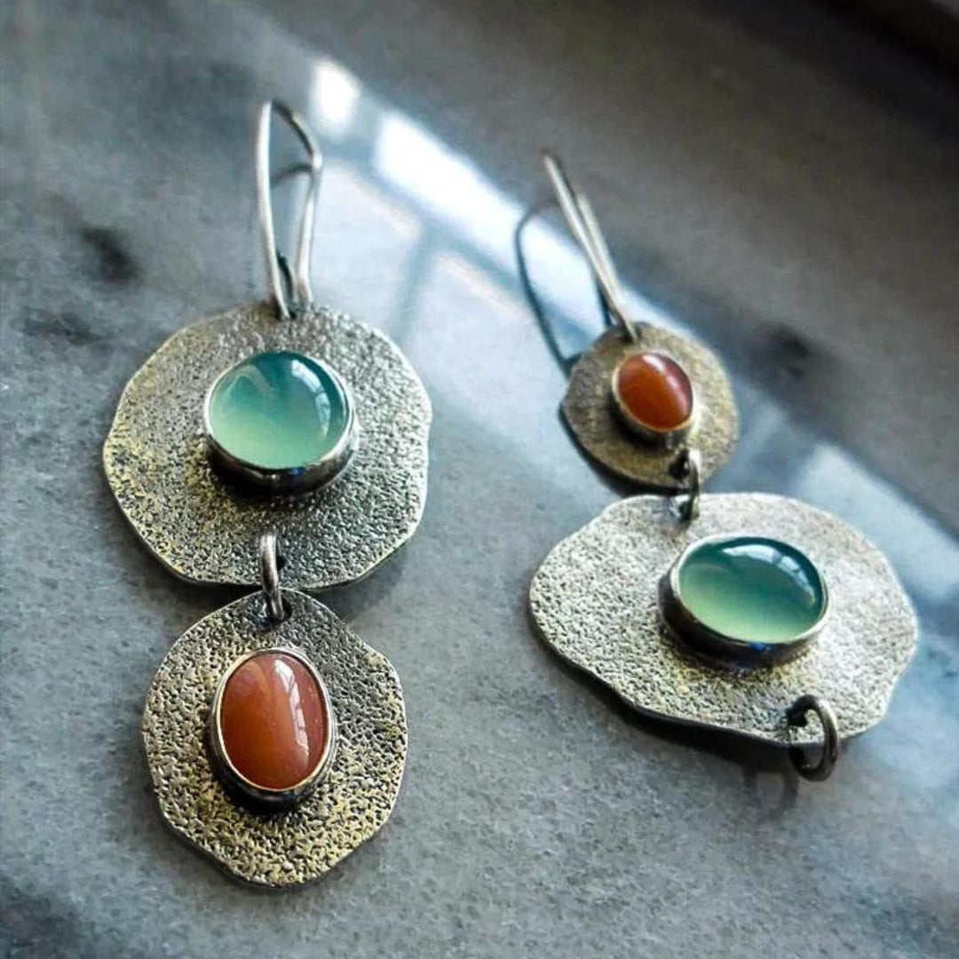 Silver-Tone Boho Earrings with Zirconia Rhinestones