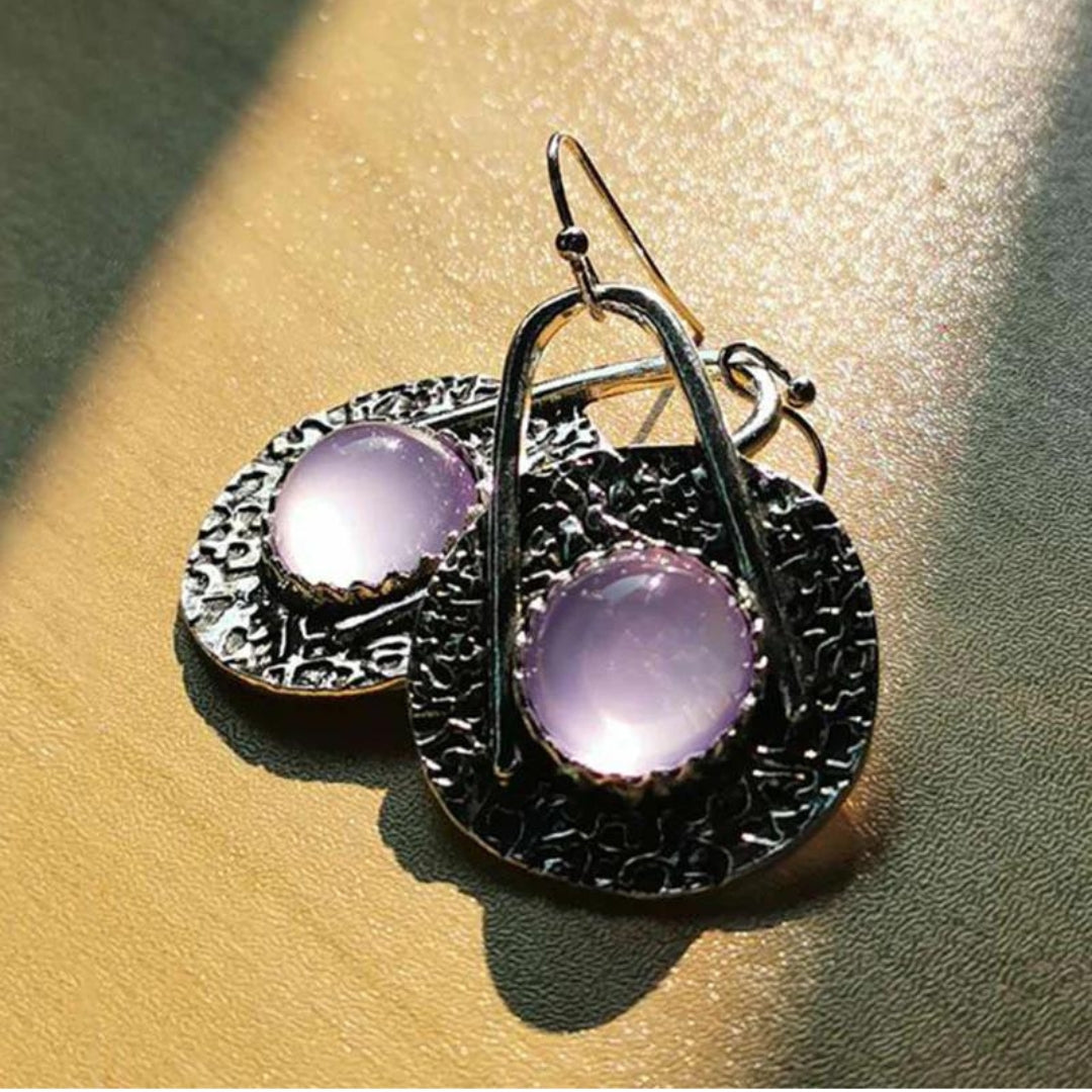 Silver-Tone Boho Star Crystal Earrings