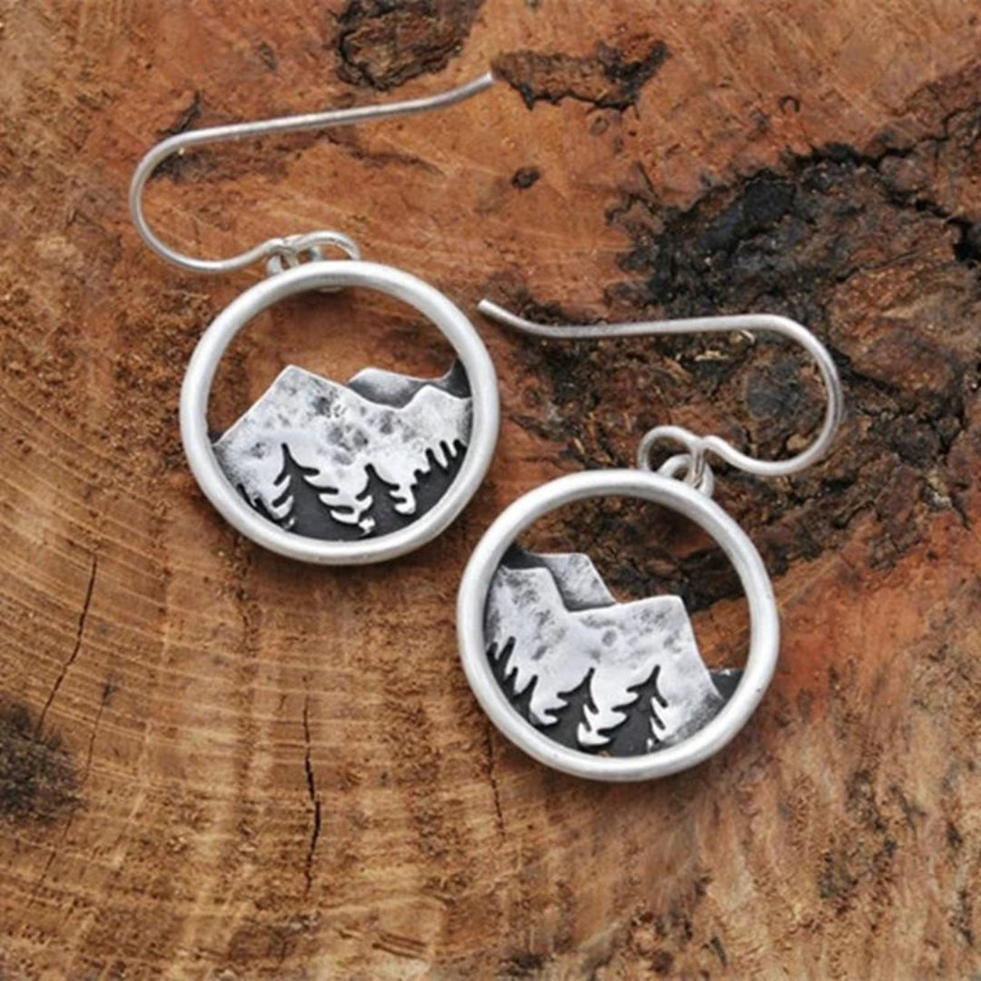 Silver-Tone Boho Mountain Earrings