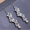 Silver-Tone Boho Floral Pendant Earrings