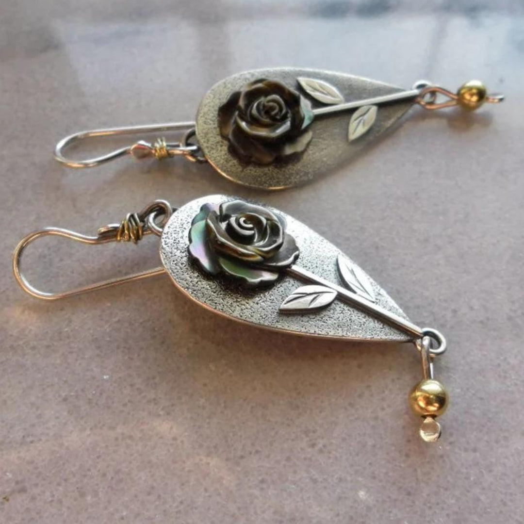 Silver-Tone Boho Rose Earrings