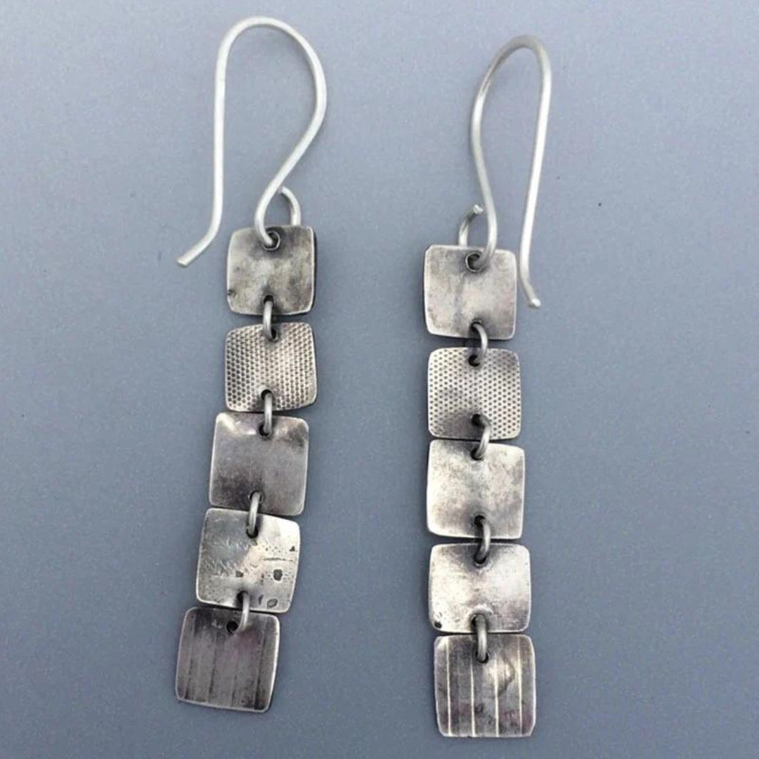Silver-Plated Boho Stacked Bar Earrings