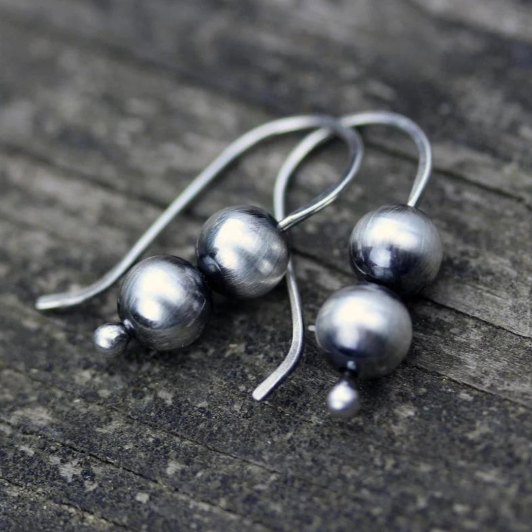 Boho Silver-Tone Pearl Earrings