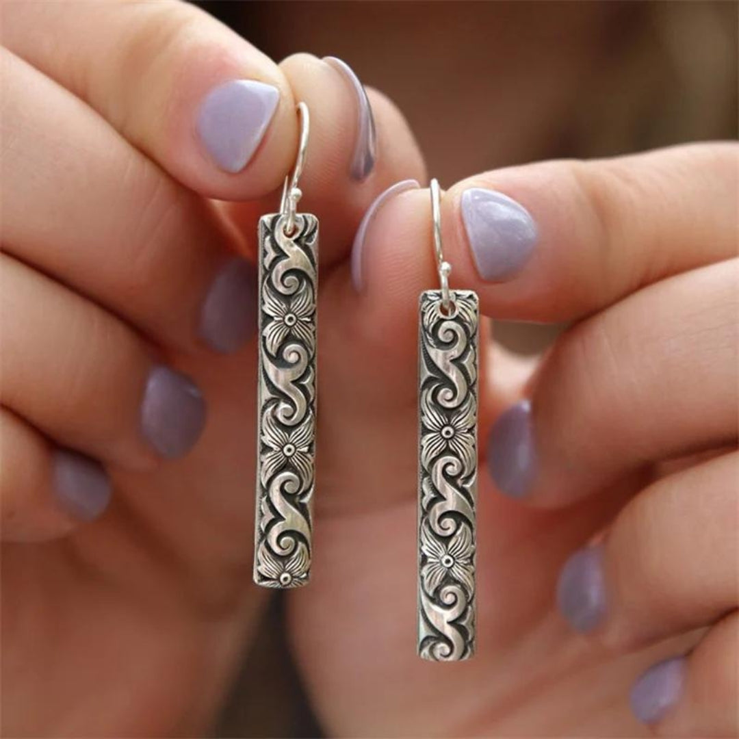 Silver-Plated Boho Mandala Earrings