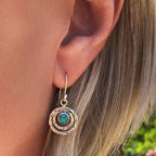 Boho-oorbellen met Saturnusring en turkooislook