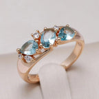 Blue Zirconia Ring in Gold Tone