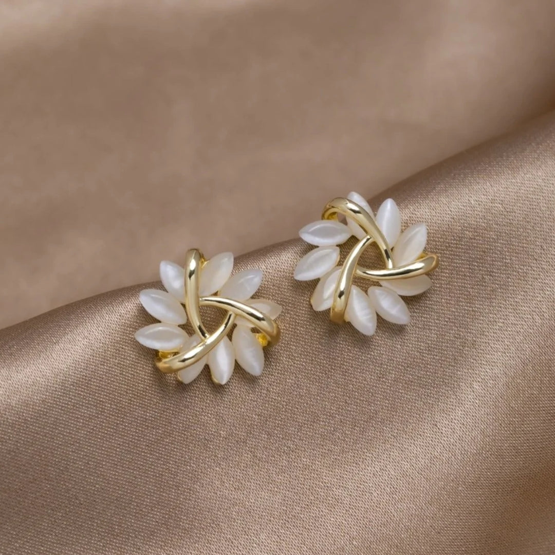 Circular Opal-Look Flower Stud Earrings