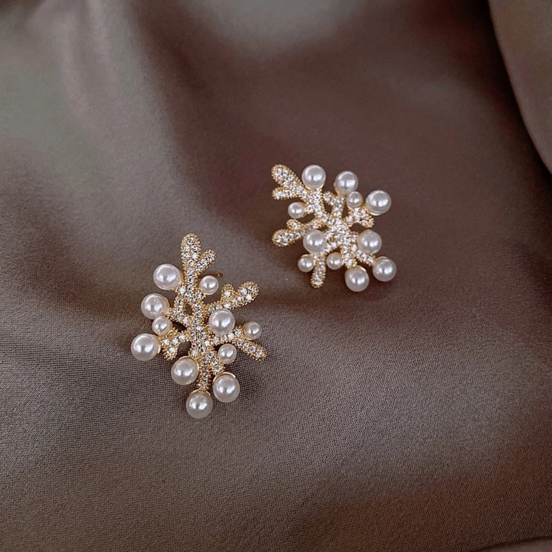 Coral-Look Pearl Earrings