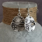 Vintage-Style Silver-Tone Wavy Oval Disc Earrings