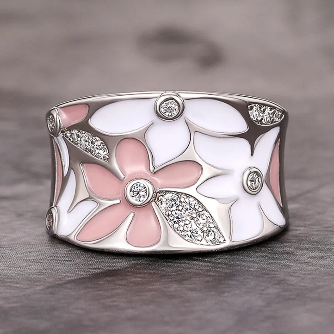 Vintage-Style Hand-Painted Crystal Ring
