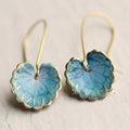 Vintage-Style Blue Enamel Lily Pad Earrings