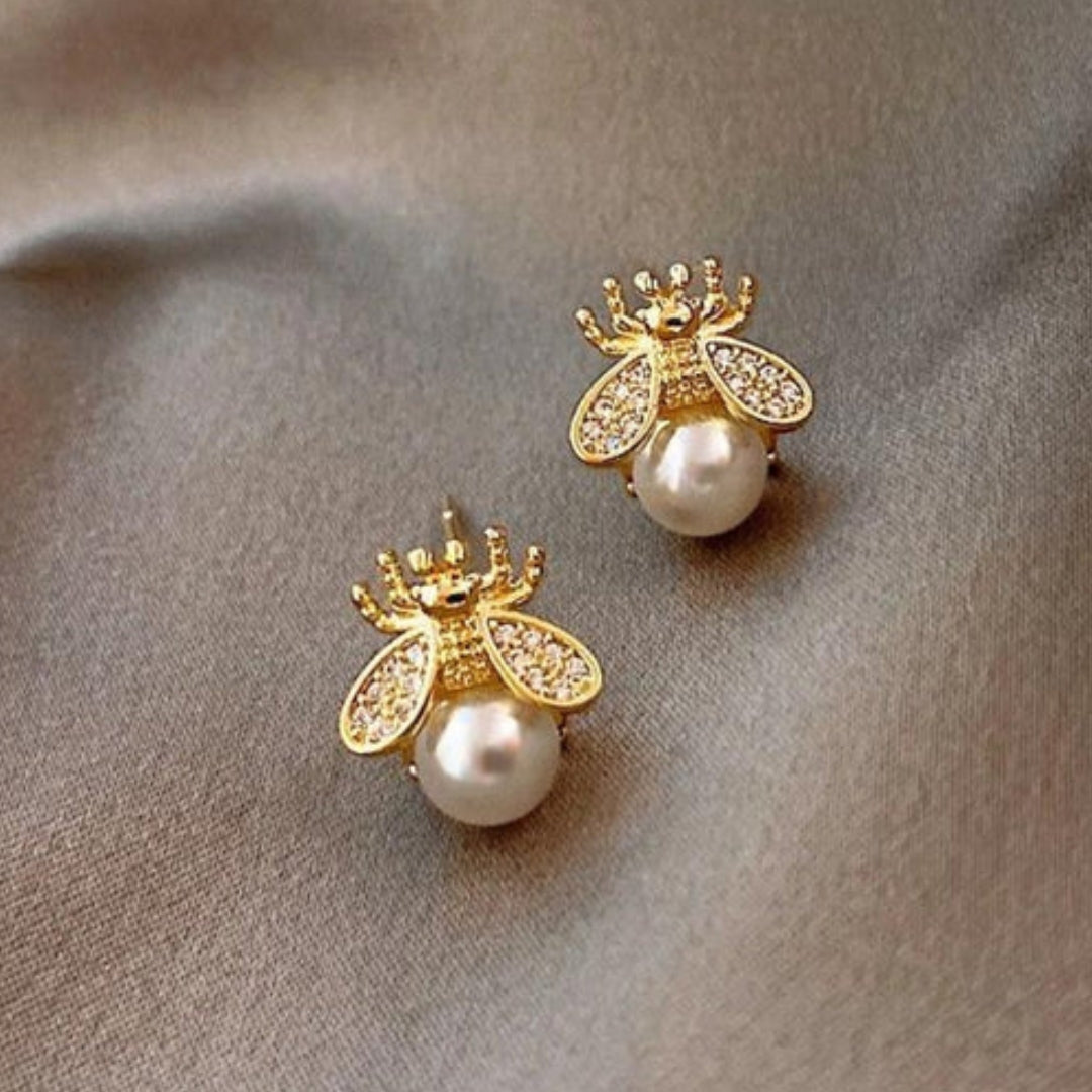 Bee and Pearl Earrings