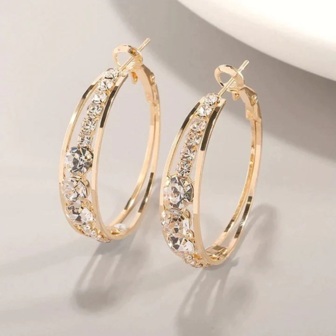 Gold-Tone Crystal Twist Hoop Earrings