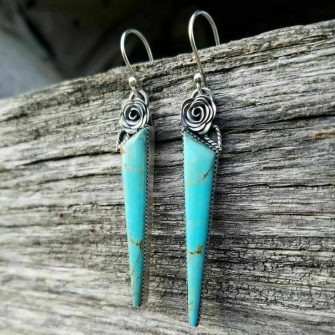 Vintage-Style Turquoise Spike Dangle Earrings
