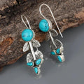 Vintage-Style Turquoise Stone Leaf Earrings