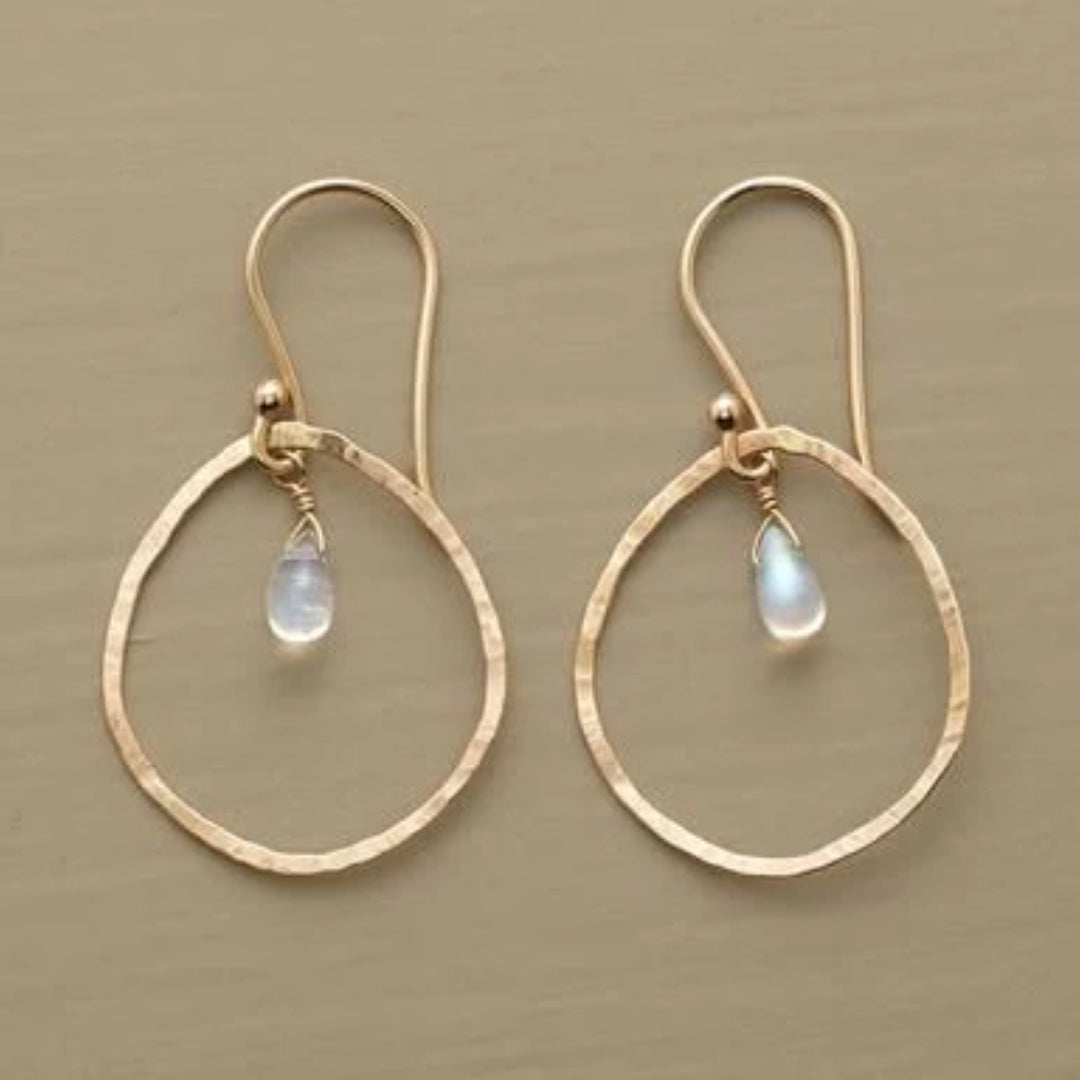 Vintage-Style Gold-Tone and White Crystal Earrings