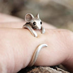 Vintage-Style Mouse Silver-Tone Ring