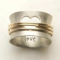 Two-Tone Spinner Band Ring with Engraved Love and Heart Cutout