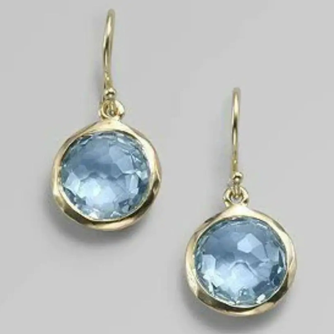 Vintage-Style Blue Inlaid Crystal Earrings