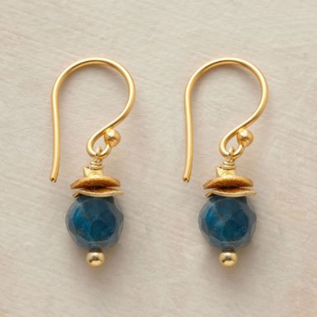 Vintage-Style Blue Lantern Gold-Tone Earrings