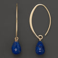 Vintage-Style Blue Bead Long Hook Earrings