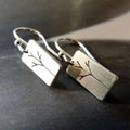 Vintage-Style Rectangular Tree Drawing Earrings