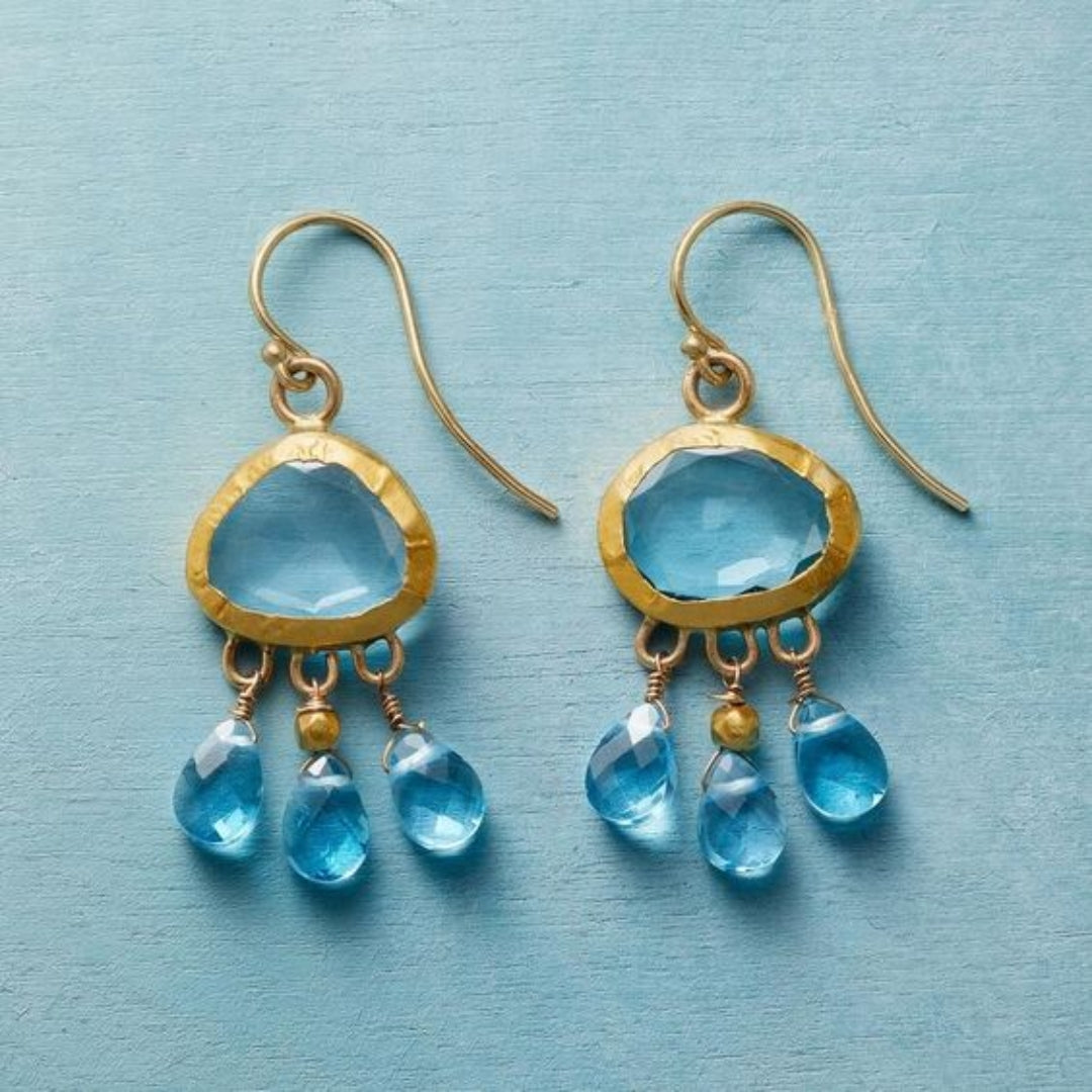 Vintage-Style Blue Stone Rain Earrings