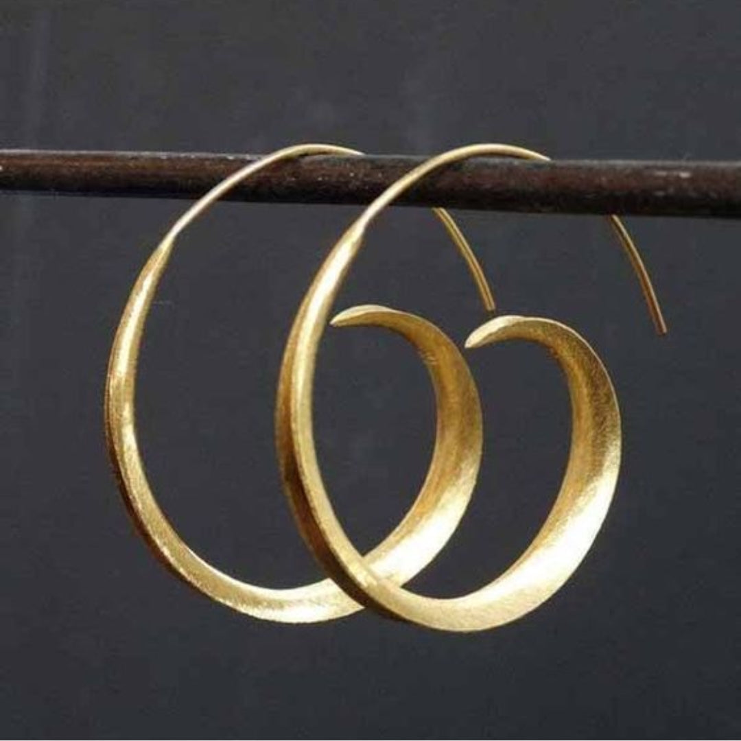 Vintage-Style Gold-Tone Open Spiral Hoop Earrings