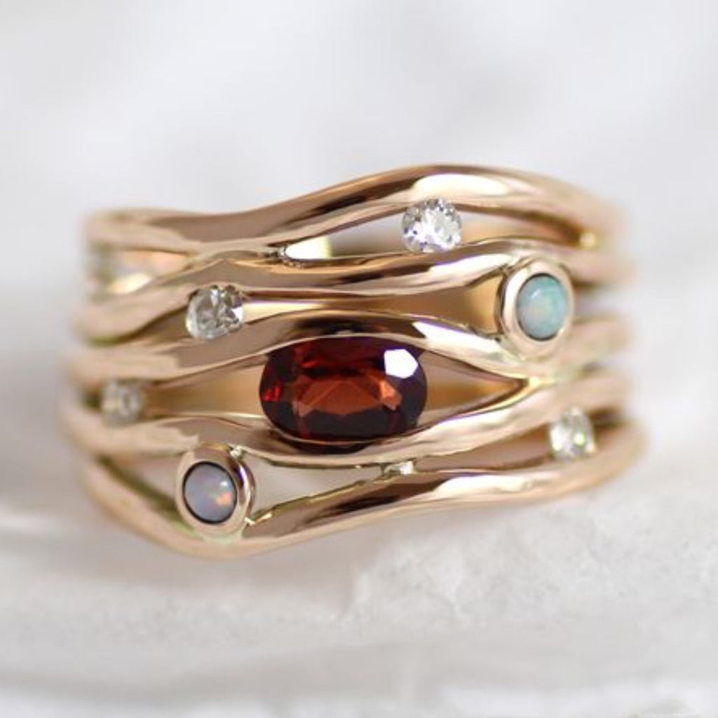 Vintage-Style Zirconia Thin Gold-Tone Ring