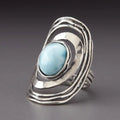 Vintage-Style Blue Inlaid Stone Spiral Ring