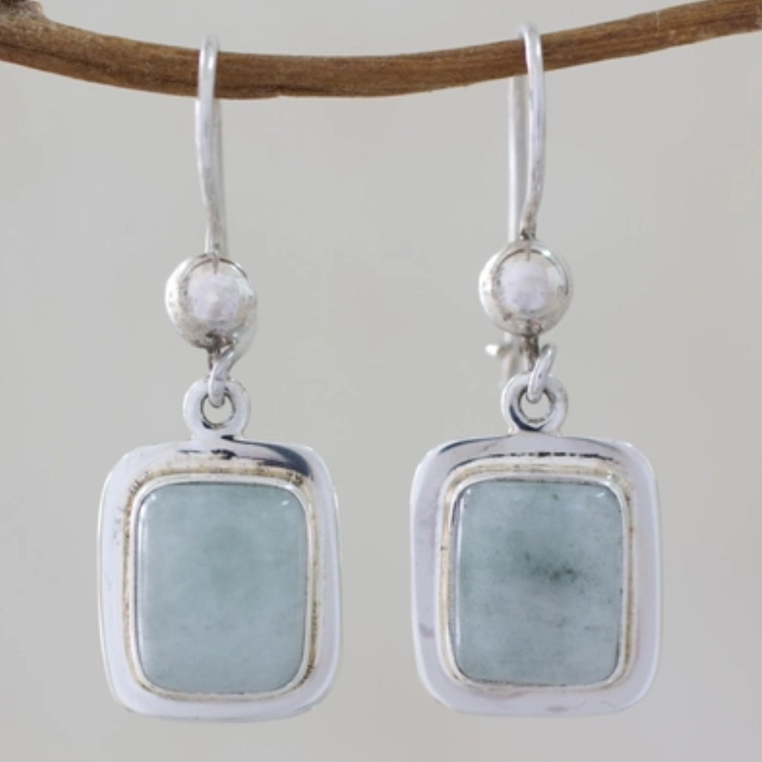 Vintage-Style Sky Blue Stone Silver-Tone Earrings