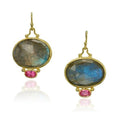 Vintage-Style Blue Crystal and Red Zirconia Earrings