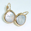 Vintage-Style White Mother-of-Pearl-Look Leverback Earrings in Gold Tone