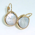 Vintage-Style White Mother-of-Pearl-Look Leverback Earrings in Gold Tone
