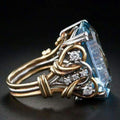 Vintage-Style Blue Zirconia Layered Gold-Tone Ring