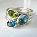 Vintage-Style Inlaid Oval Zirconia Silver-Tone Ring
