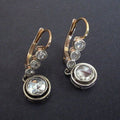 Vintage-Style Round Zirconia Leverback Drop Earrings