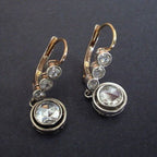 Vintage-Style Round Zirconia Leverback Drop Earrings