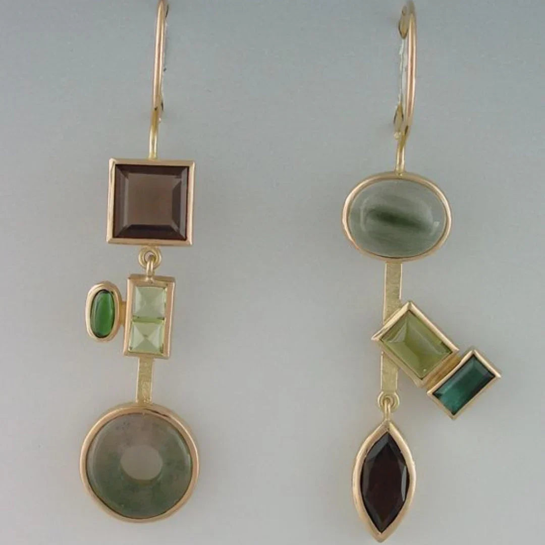 Vintage-Style Crystal Forest Dangle Earrings in Gold Tone