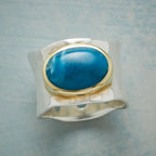 Vintage-Style Blue Oval Stone Silver-Tone Ring