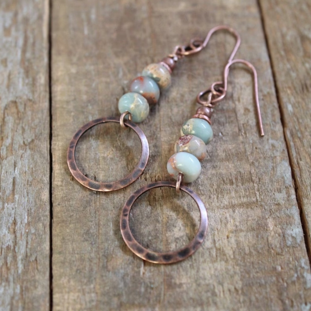 Vintage-Style Bronze-Tone Stone Earrings