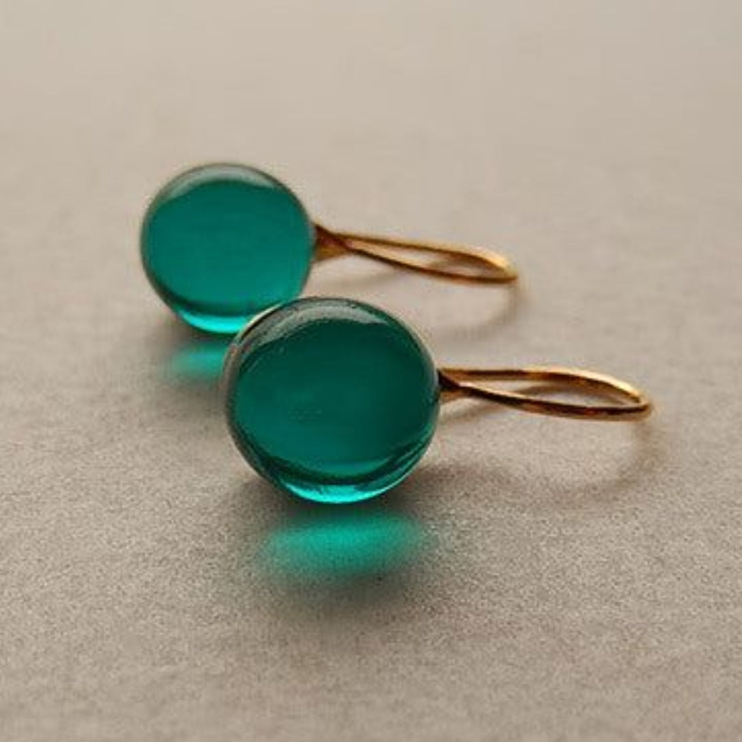Vintage-Style Green Crystal Rose Gold-Tone Earrings