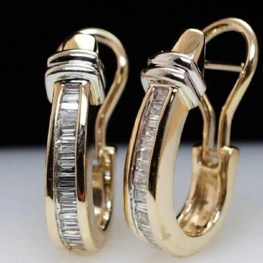 Vintage-Style Gold-Tone Diamond-Look Earrings
