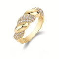 Kristallijne gevlochten goudkleurige ring