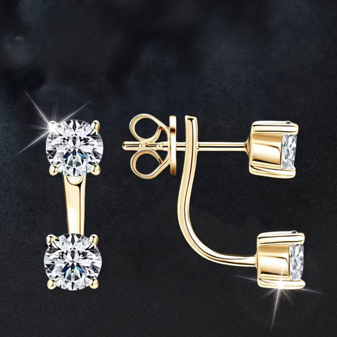Sparkling Stud Earrings in Two Tones