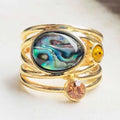 Vintage-Style Chromatic Gold-Tone Layered Ring