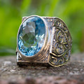 Vintage-Style Blue Seal Glass Ring