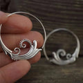 Vintage-Style Silver-Tone Wave Crest Hoop Earrings